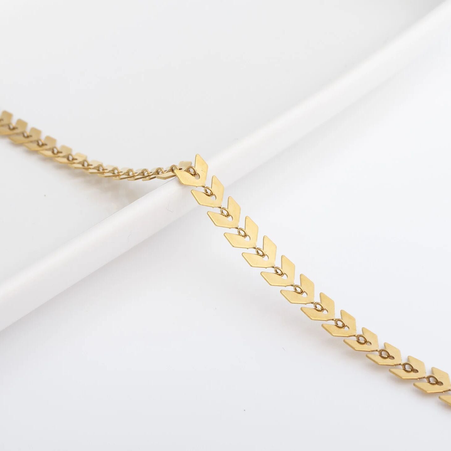 18K Gold PVD Stainless Steel Chevron Bracelet or Anklet