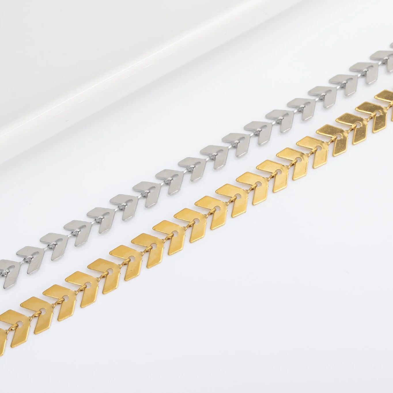 18K Gold PVD Stainless Steel Chevron Bracelet or Anklet