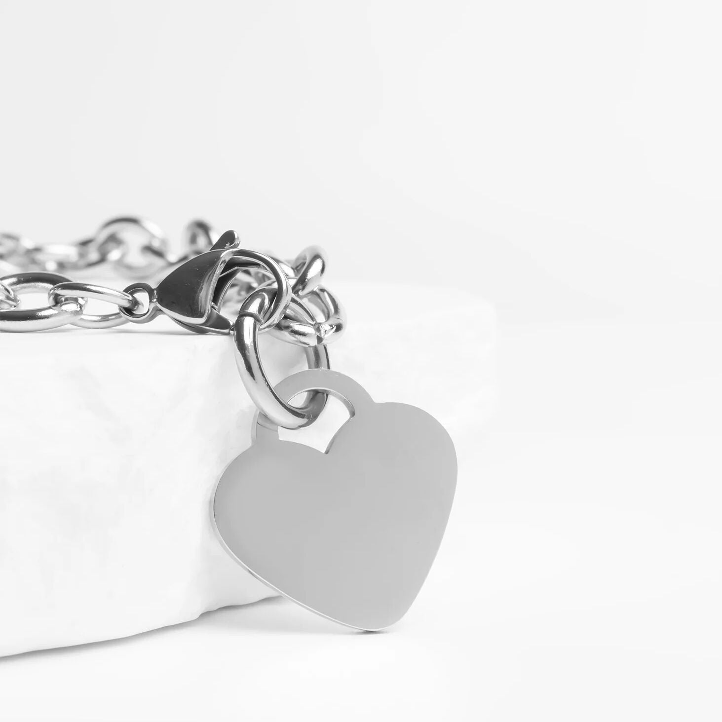 Stainless Steel Blank Heart Bracelet/Anklet