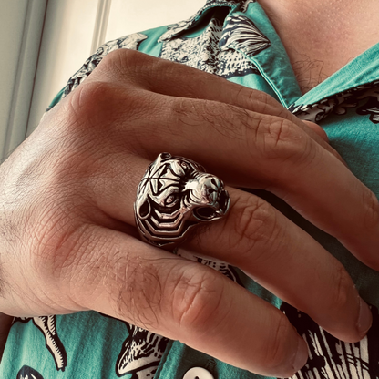 Stainless Steel Snarling Tiger Ring