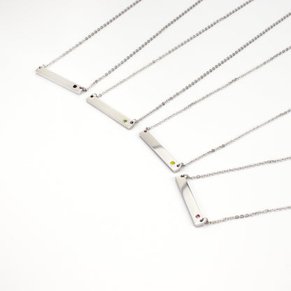 Stainless Steel Bar Birthstone Necklace