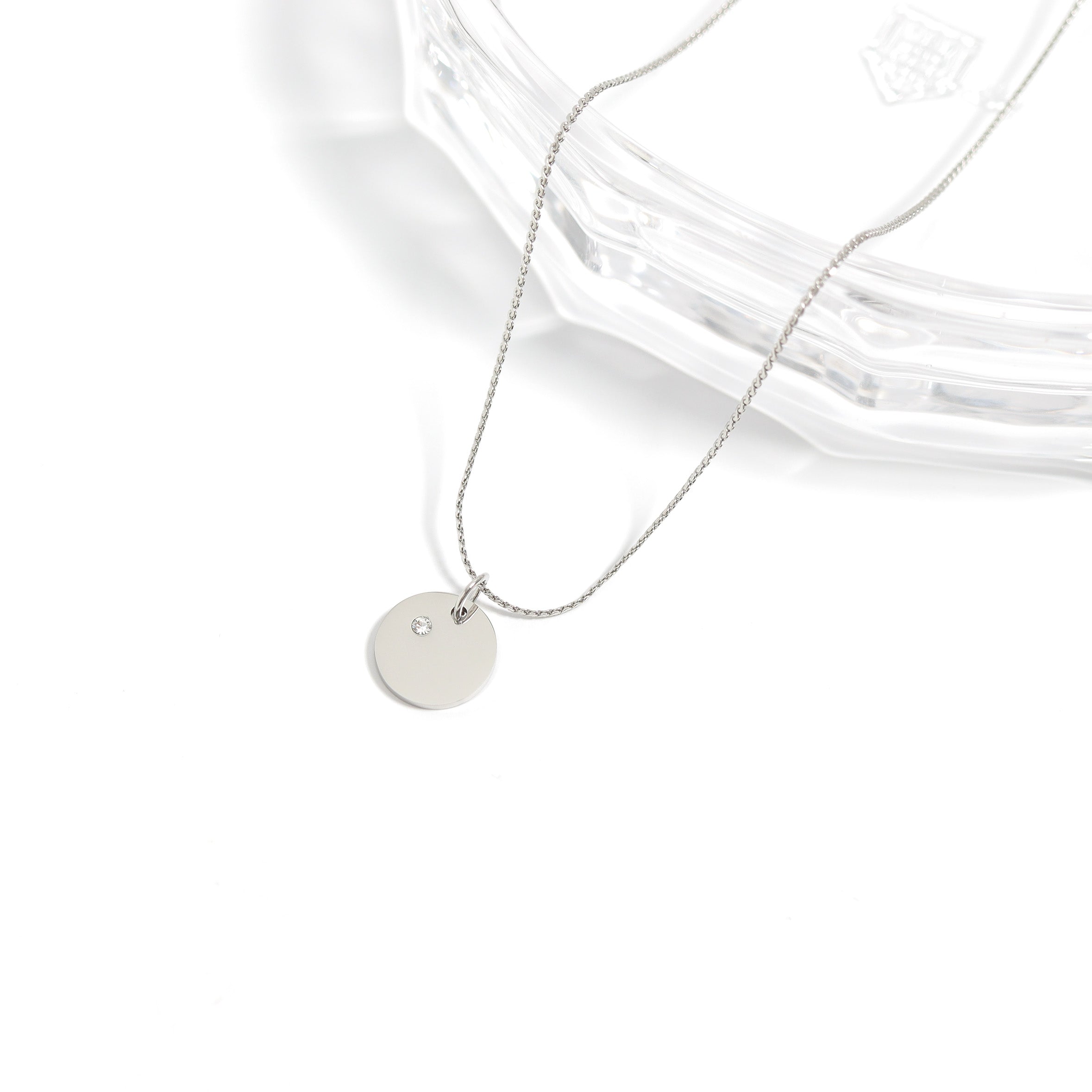 Stainless Steel 1/2" CZ Birthstone Blank Circle Pendant