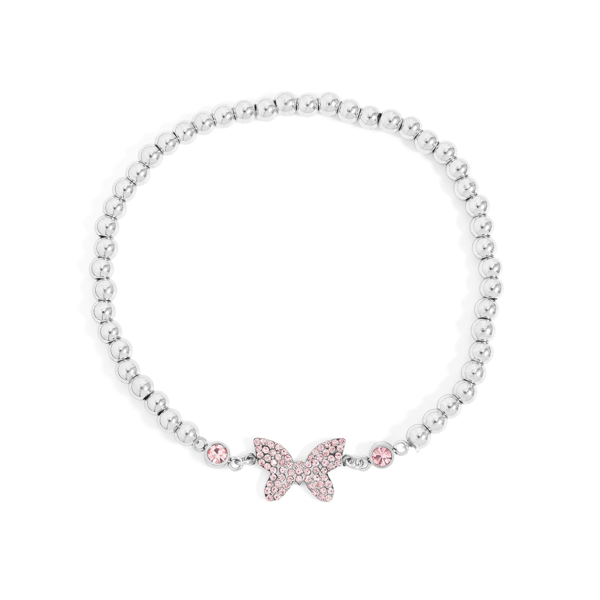 18K Gold PVD Stainless Steel Butterfly Beaded Stretch Bracelet