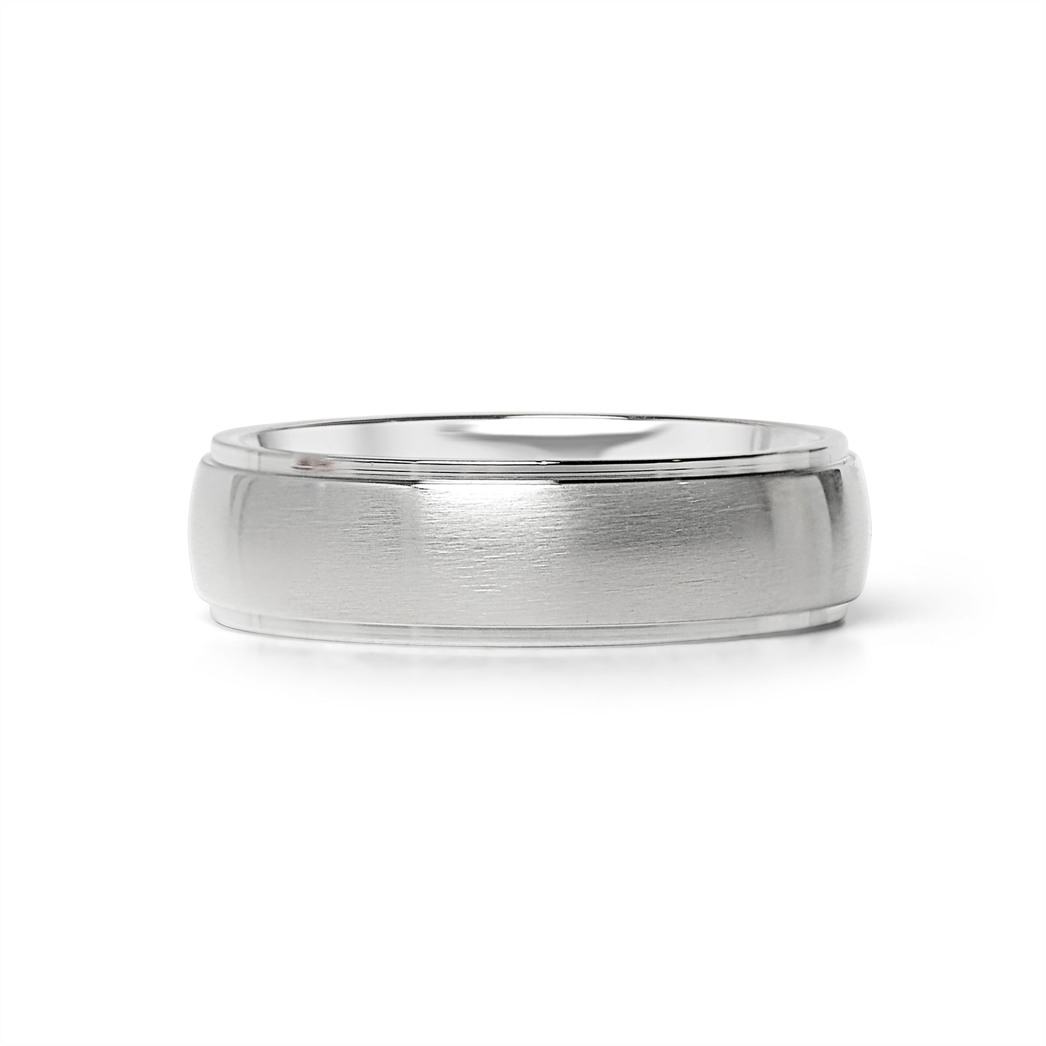 Stainless Steel Blank Ring Wide Brushed Center Polished Edge