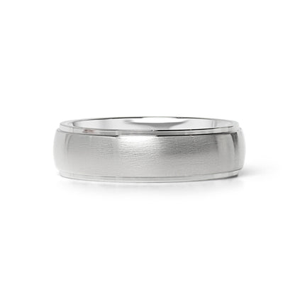 Stainless Steel Blank Ring Wide Brushed Center Polished Edge