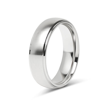 Stainless Steel Blank Ring Wide Brushed Center Polished Edge