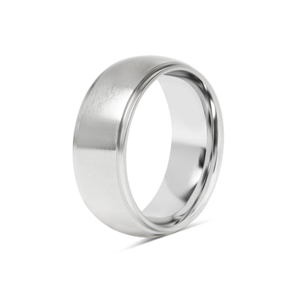 Stainless Steel Blank Ring Wide Brushed Center Polished Edge
