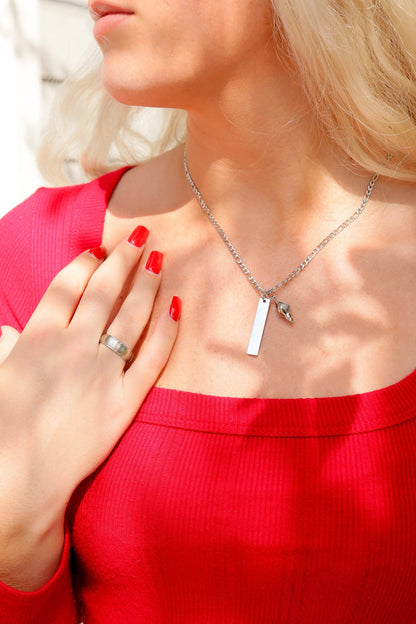18K Gold PVD Stainless Steel Vertical Blank Bar Pendant