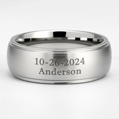 Stainless Steel Blank Ring Wide Brushed Center Polished Edge