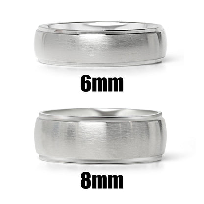 Stainless Steel Blank Ring Wide Brushed Center Polished Edge