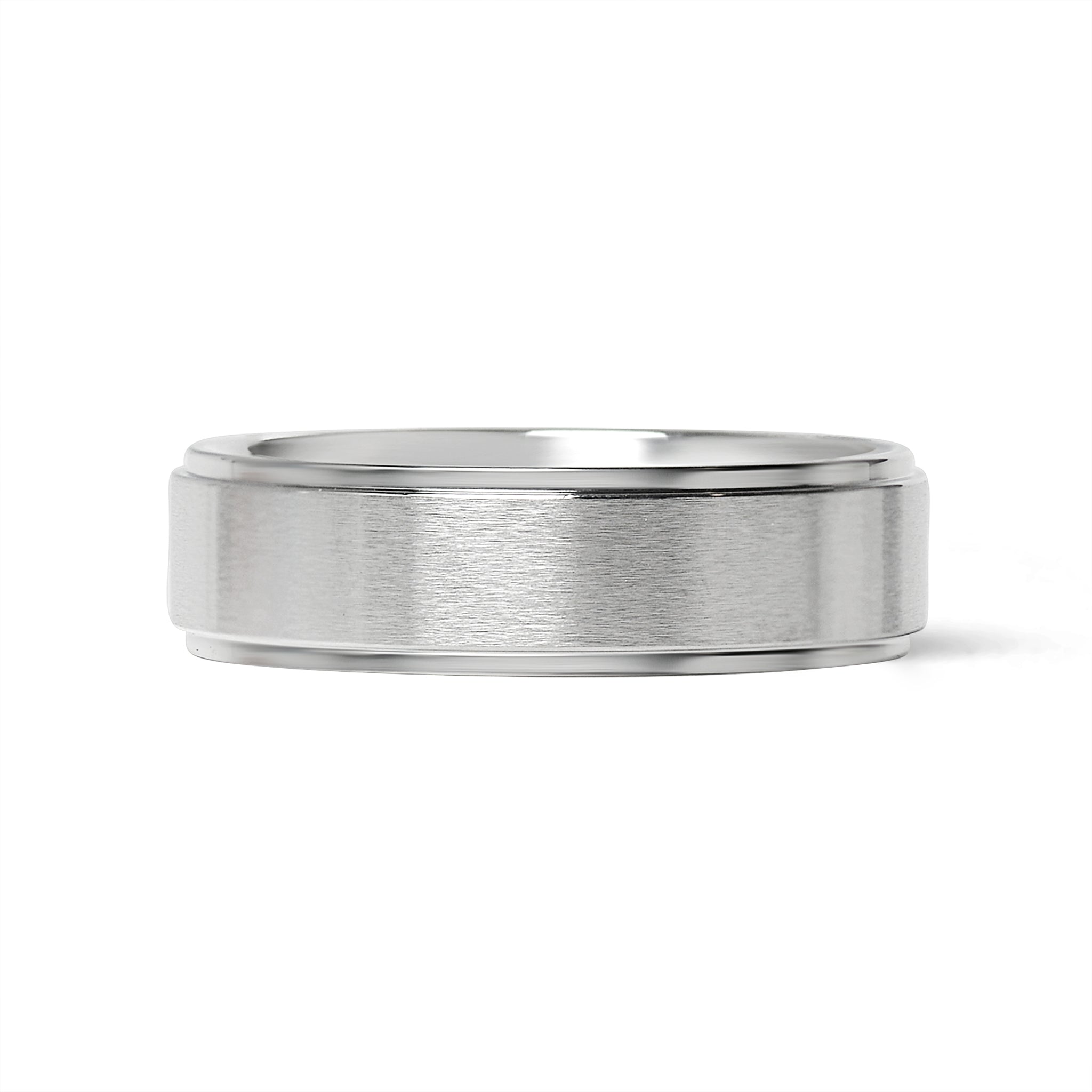 Stainless Steel Blank Ring Brushed Flat Center Polished Edge