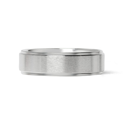 Stainless Steel Blank Ring Brushed Flat Center Polished Edge
