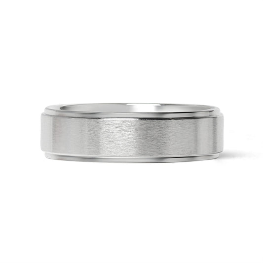 Stainless Steel Blank Ring Brushed Flat Center Polished Edge