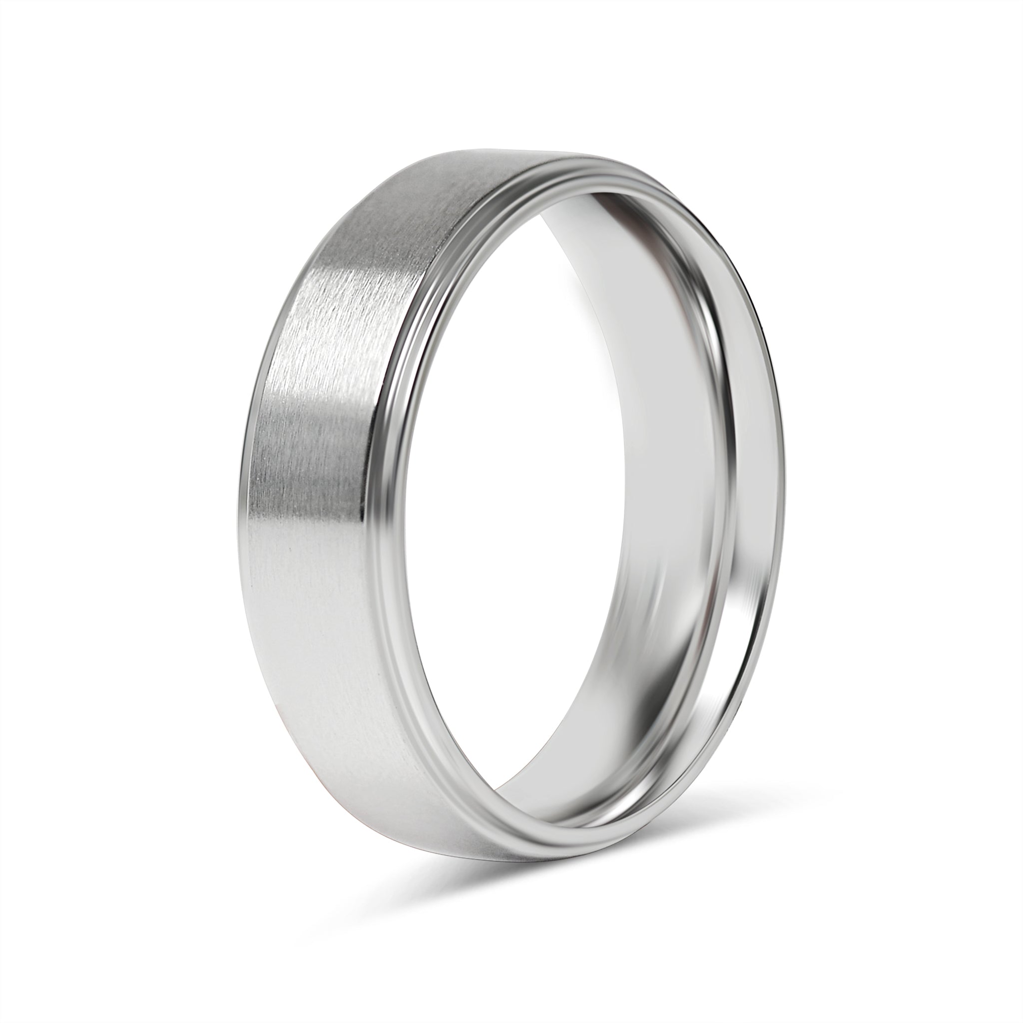 Stainless Steel Blank Ring Brushed Flat Center Polished Edge