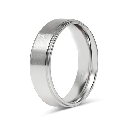Stainless Steel Blank Ring Brushed Flat Center Polished Edge