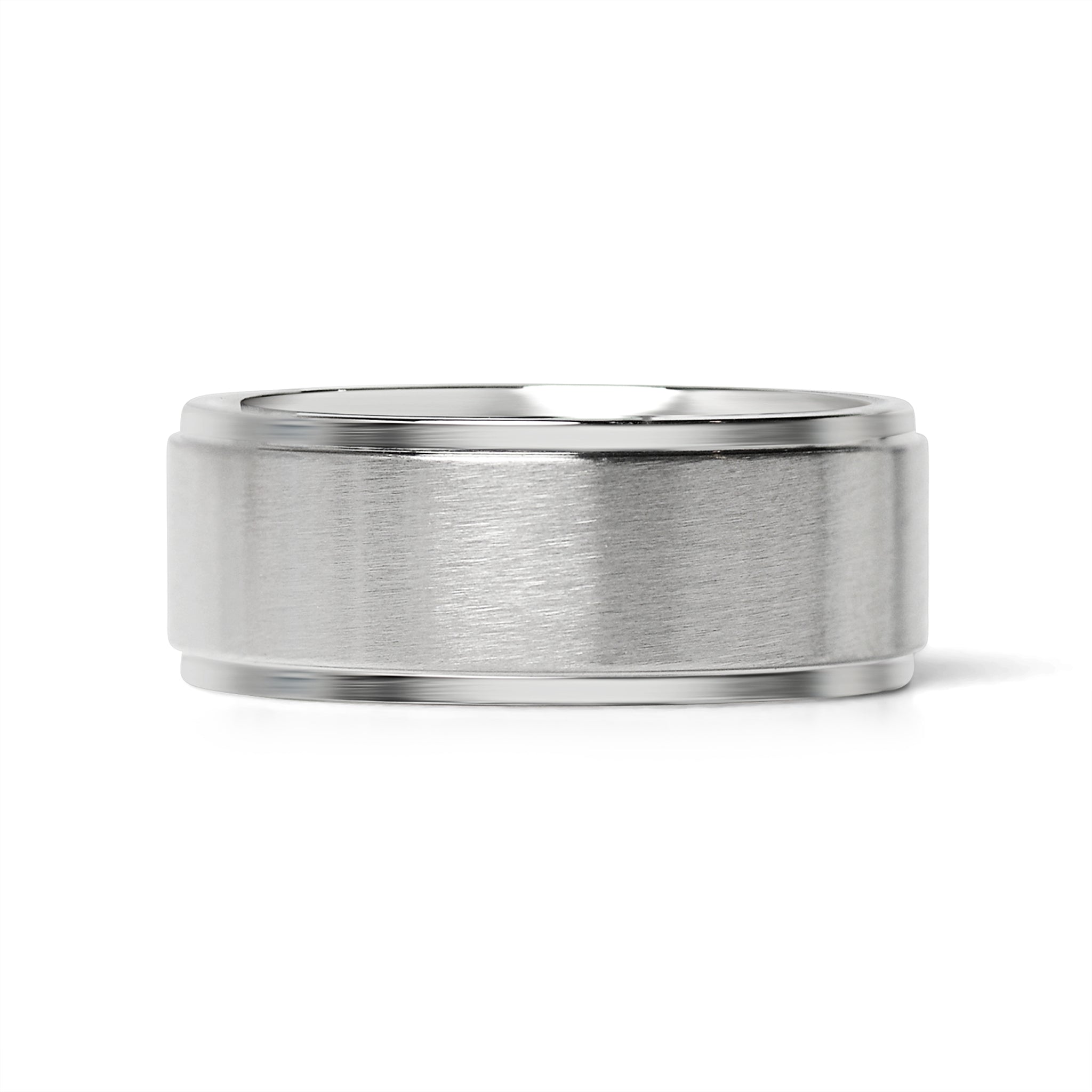 Stainless Steel Blank Ring Brushed Flat Center Polished Edge