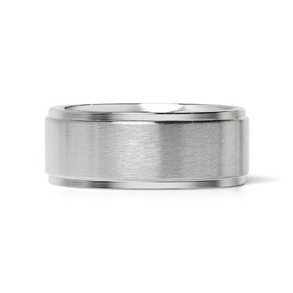 Stainless Steel Blank Ring Brushed Flat Center Polished Edge