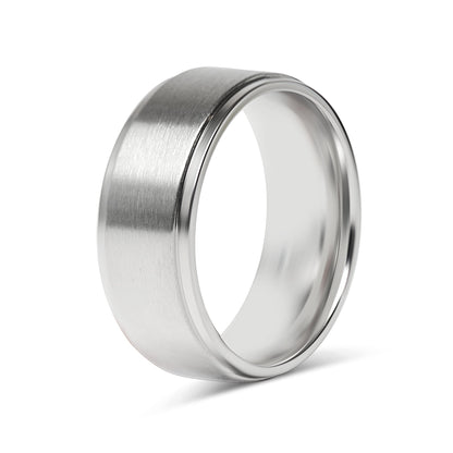 Stainless Steel Blank Ring Brushed Flat Center Polished Edge