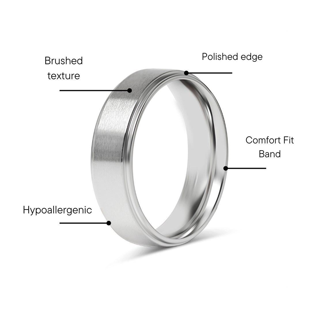 Stainless Steel Blank Ring Brushed Flat Center Polished Edge