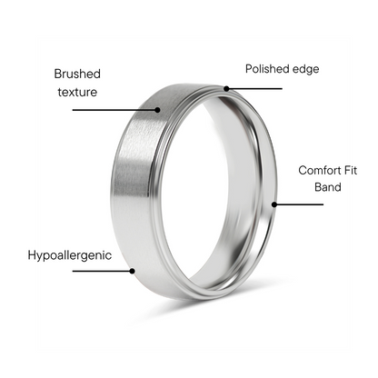 Stainless Steel Blank Ring Brushed Flat Center Polished Edge