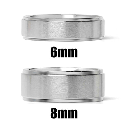 Stainless Steel Blank Ring Brushed Flat Center Polished Edge