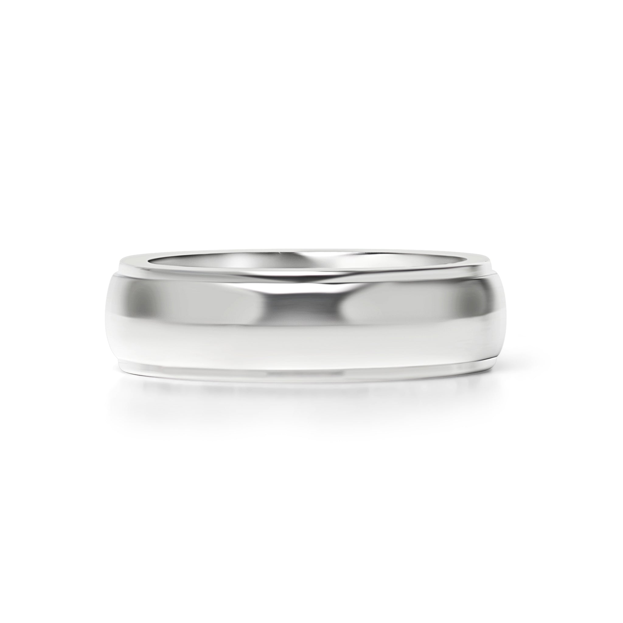 Stainless Steel Highly Polished Rounded Center with Edge Blank Ring