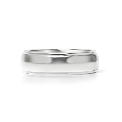 Stainless Steel Highly Polished Rounded Center with Edge Blank Ring