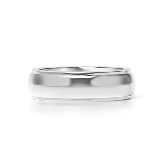Stainless Steel Highly Polished Rounded Center with Edge Blank Ring
