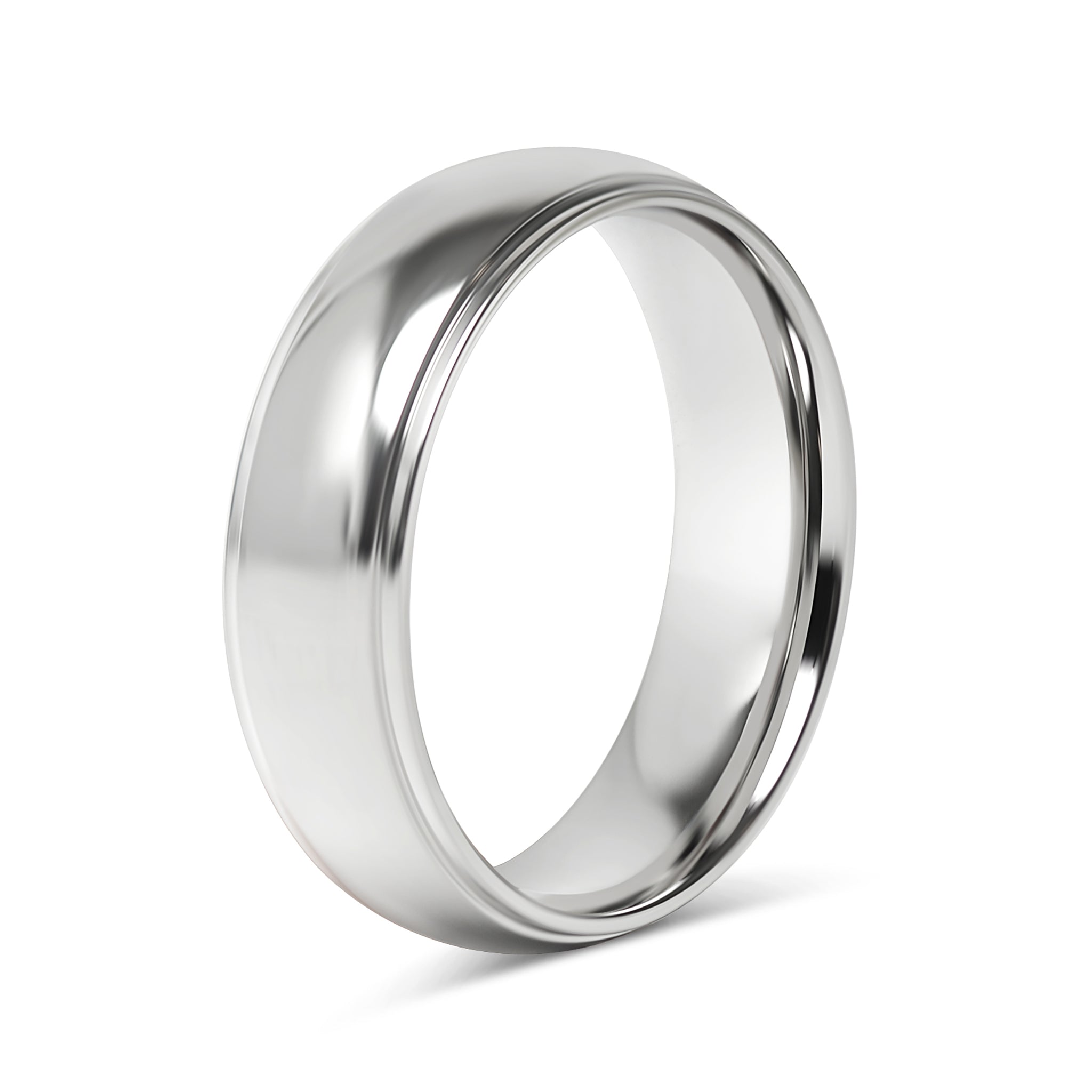 Stainless Steel Highly Polished Rounded Center with Edge Blank Ring