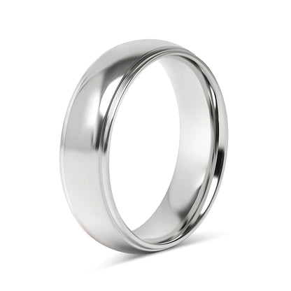 Stainless Steel Highly Polished Rounded Center with Edge Blank Ring