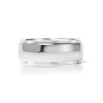 Stainless Steel Highly Polished Rounded Center with Edge Blank Ring