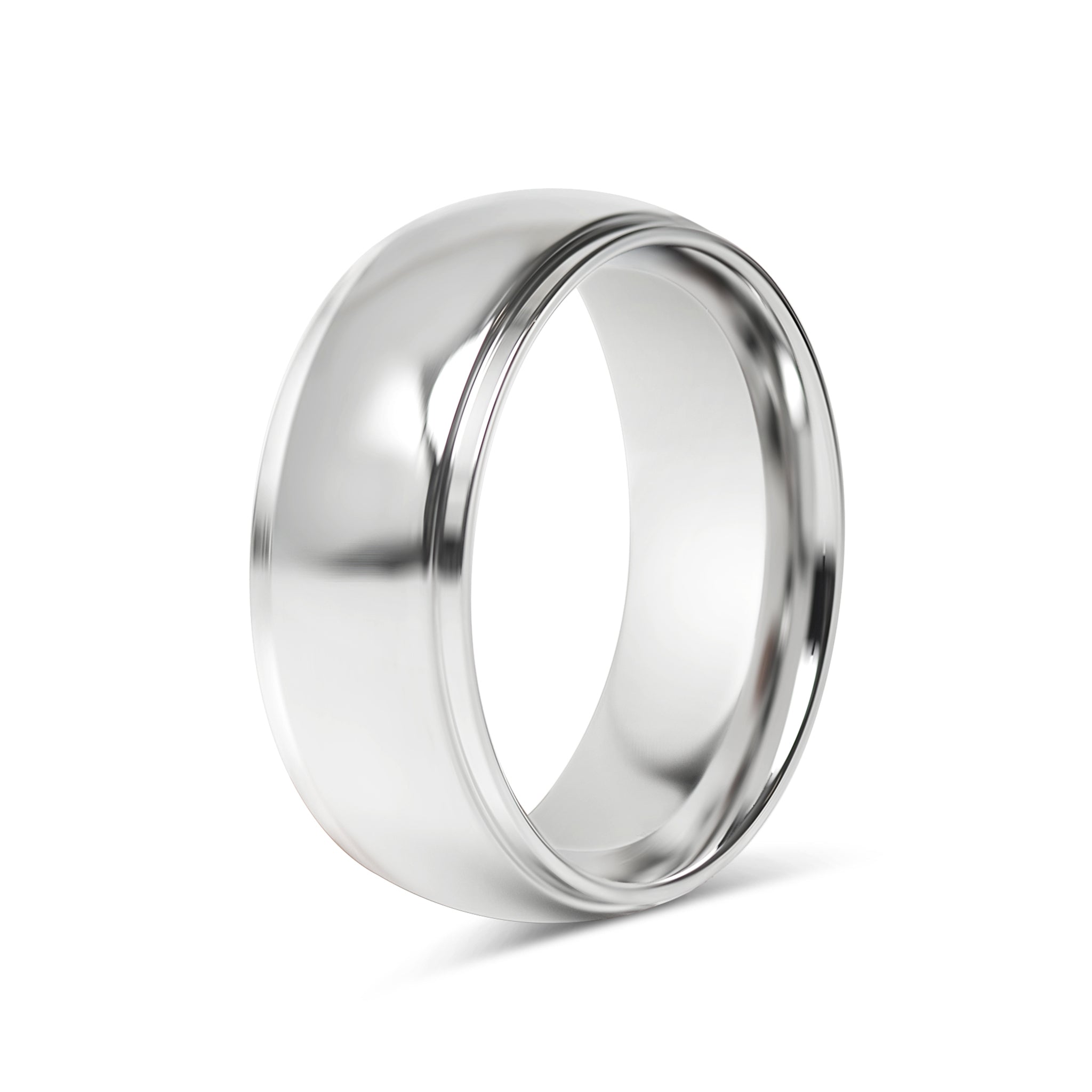Stainless Steel Highly Polished Rounded Center with Edge Blank Ring