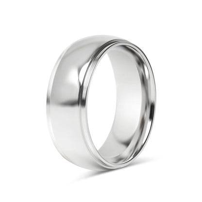 Stainless Steel Highly Polished Rounded Center with Edge Blank Ring
