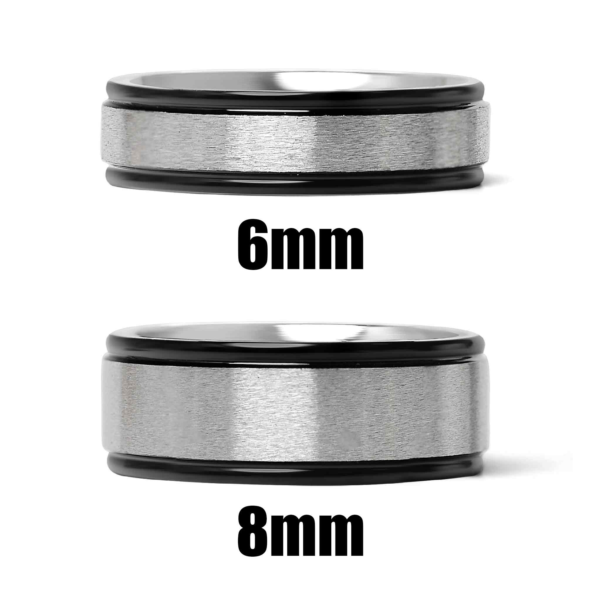 Stainless Steel Black Trim Brushed Center Blank Ring