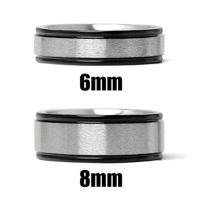 Stainless Steel Black Trim Brushed Center Blank Ring