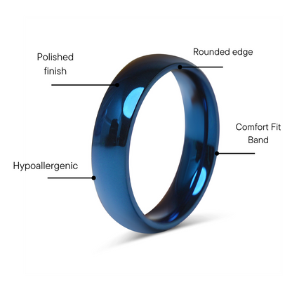 Stainless Steel Blue Blank Ring