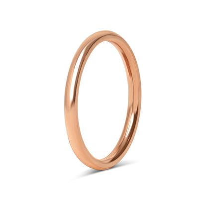 18K Rose Gold PVD Stainless Steel Rounded Blank Ring