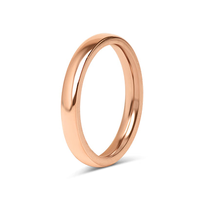 18K Rose Gold PVD Stainless Steel Rounded Blank Ring