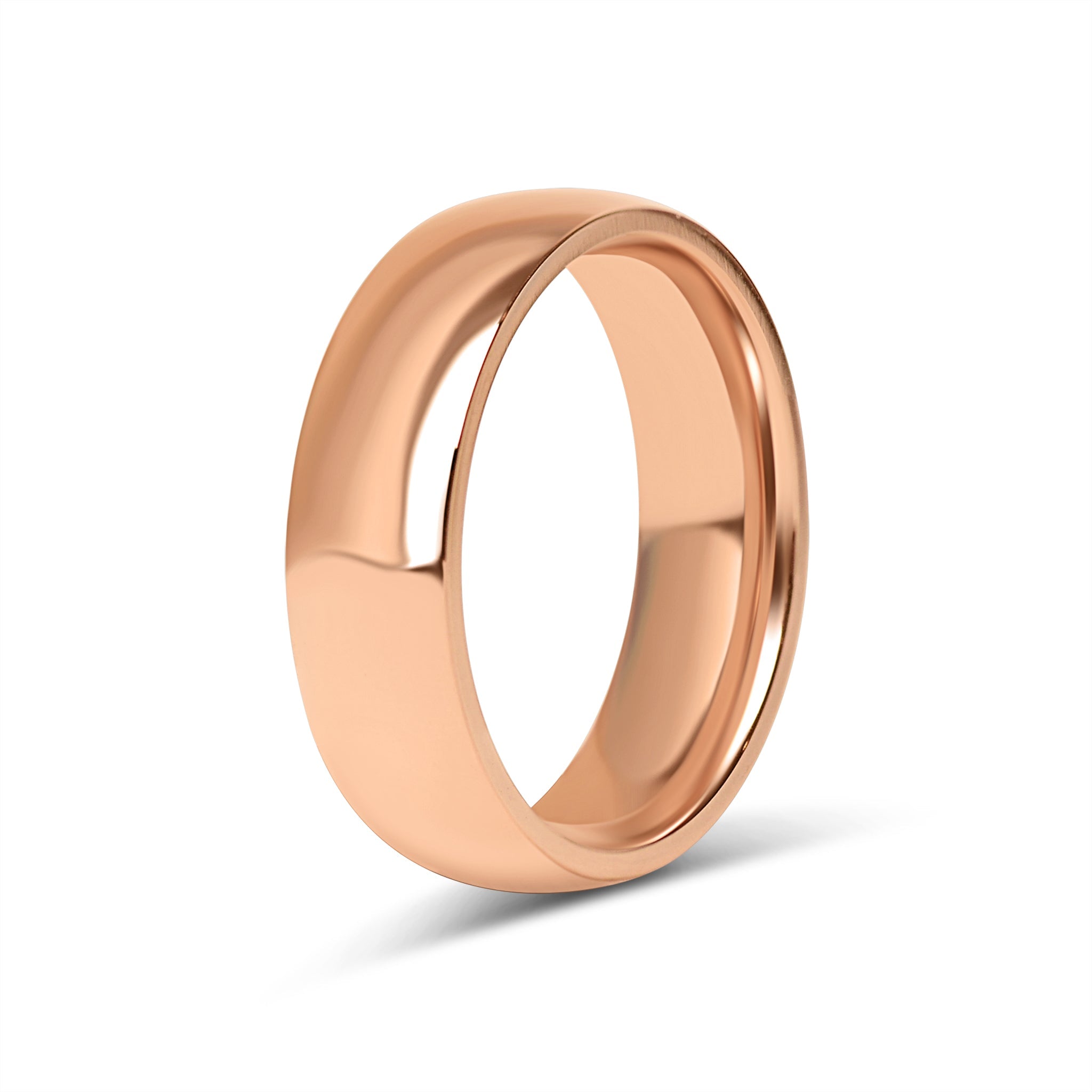 18K Rose Gold PVD Stainless Steel Rounded Blank Ring