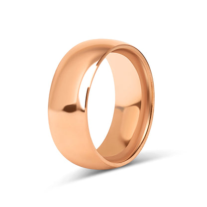 18K Rose Gold PVD Stainless Steel Rounded Blank Ring