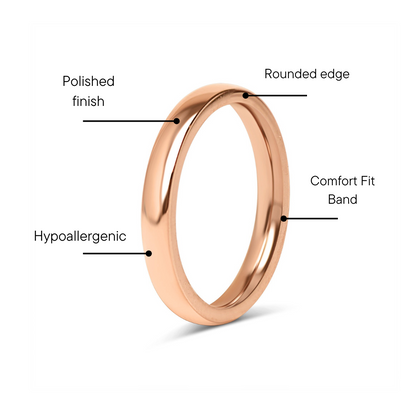 18K Rose Gold PVD Stainless Steel Rounded Blank Ring