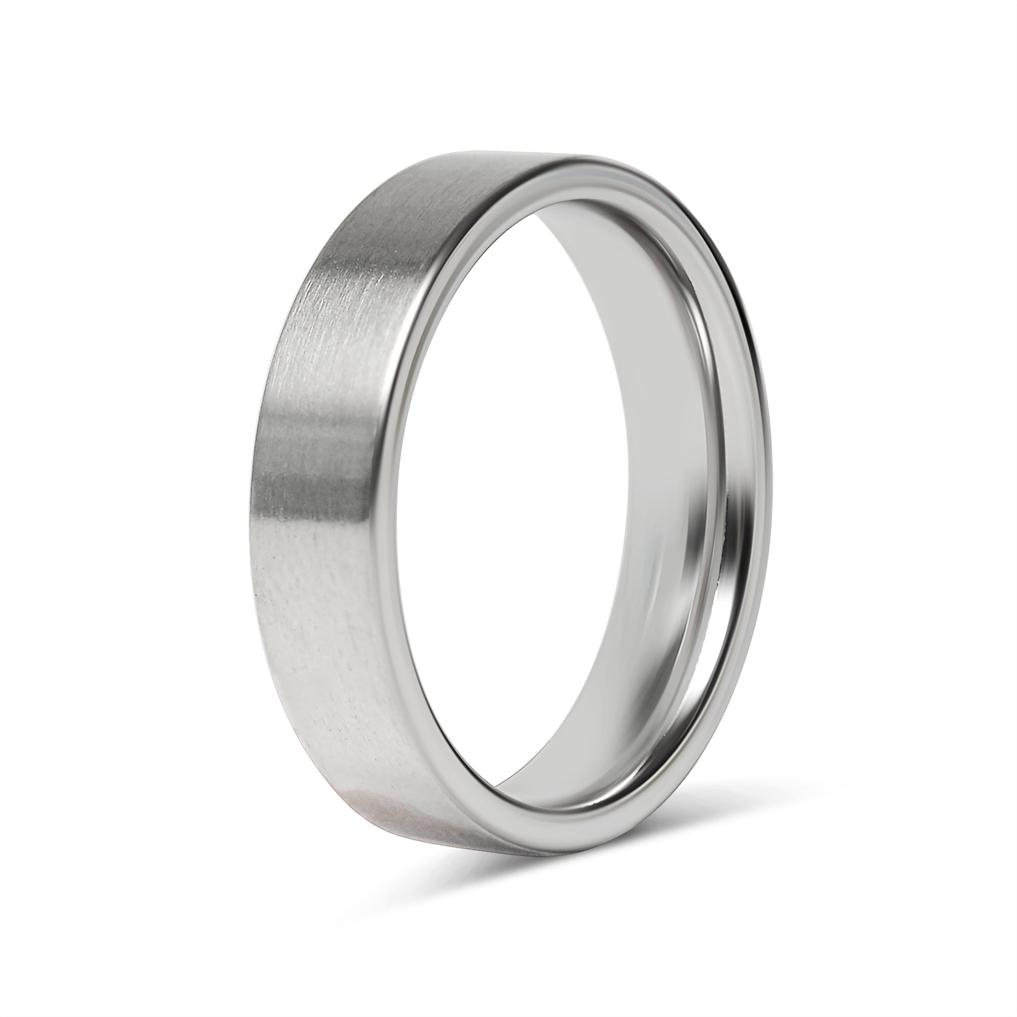 Stainless Steel Brushed Flat Edge Blank Ring