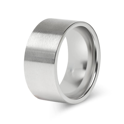 Stainless Steel Brushed Flat Edge Blank Ring