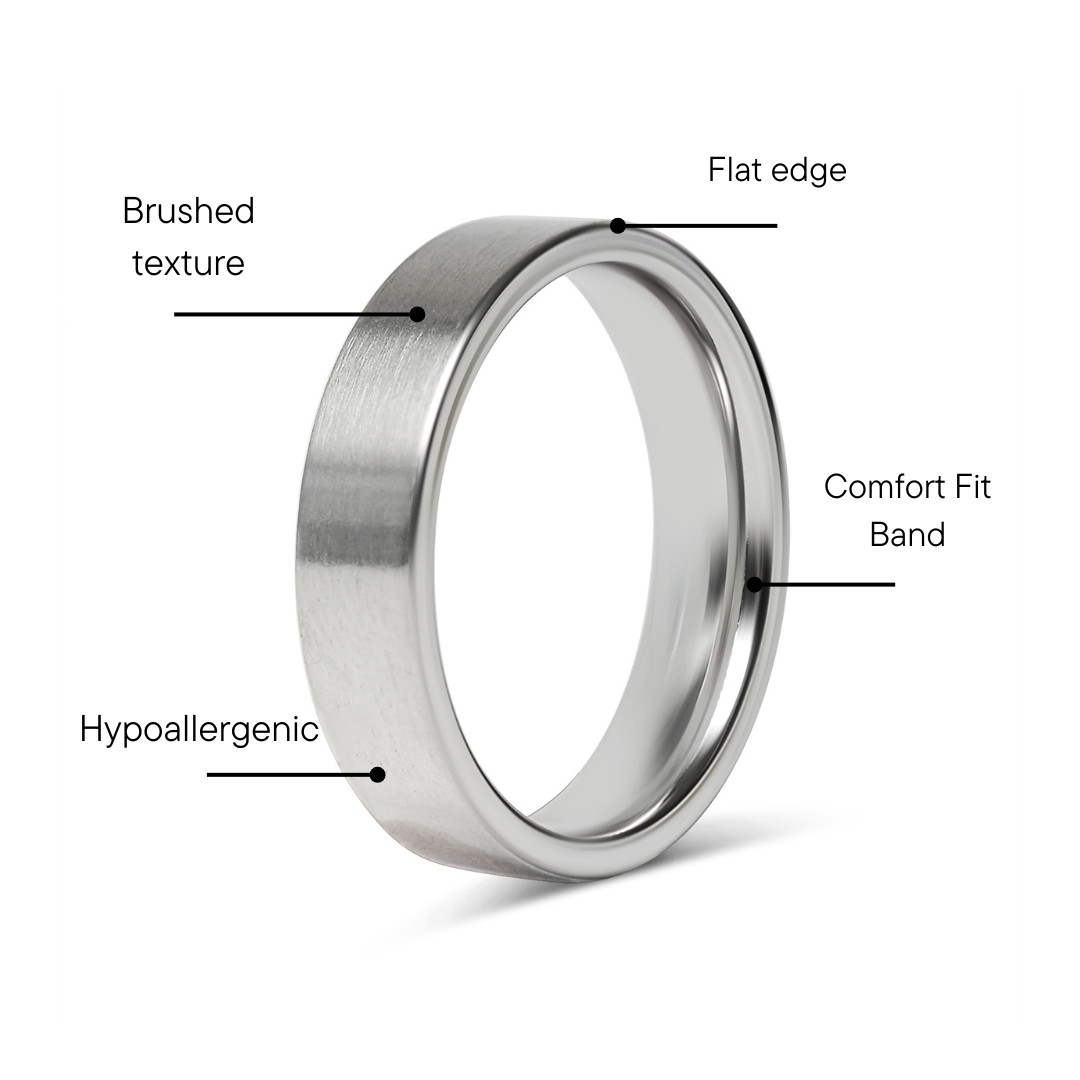 Stainless Steel Brushed Flat Edge Blank Ring
