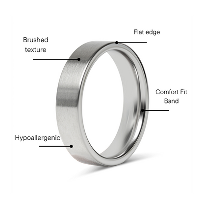 Stainless Steel Brushed Flat Edge Blank Ring