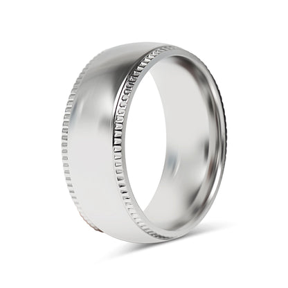 Stainless Steel Polished Center Detailed Edge Blank Ring