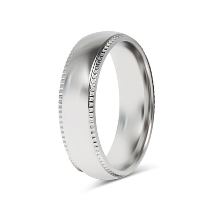 Stainless Steel Polished Center Detailed Edge Blank Ring