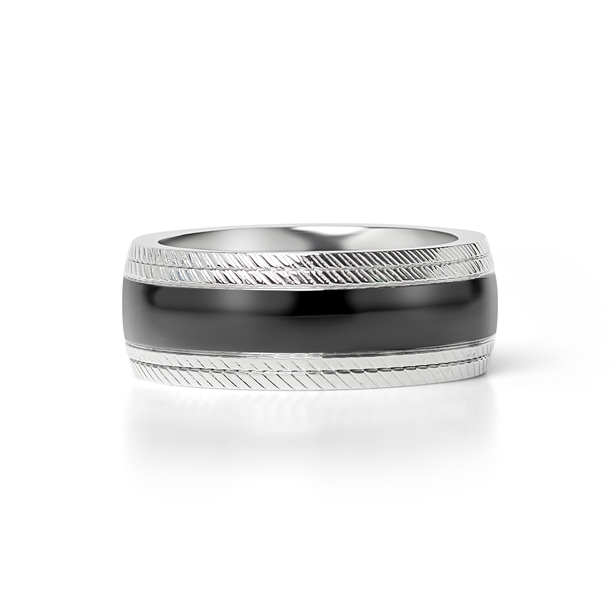 Black Center Stainless Steel Lined Pattern Edge Ring