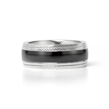 Black Center Stainless Steel Lined Pattern Edge Ring