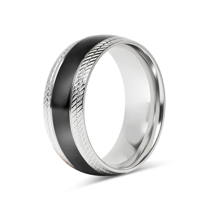 Black Center Stainless Steel Lined Pattern Edge Ring